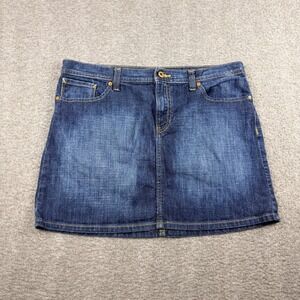 Gap Denim Mini Skirt Womens 12 Blue Jean Embroidered Back Pockets Casual Classic